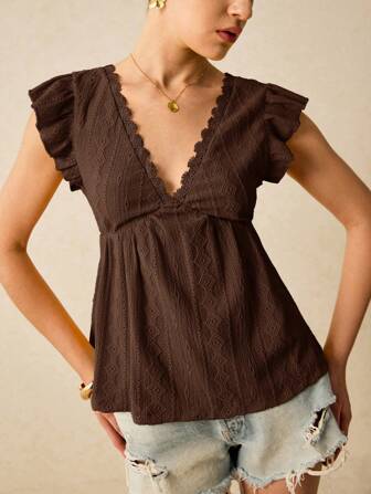 Poéselle 夏季海滩度假提花针织盖袖 T 恤