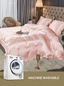 2/3pcs Set Satin Ruffled Blush Pink Duvet Cover Set, Ruffled Tassel Duvet Cover Set, Solid Retro Luxury Farmhouse Style Bedding Set, 3pcs Boho Ruffled Tie Duvet Cover Set (Comforter Not Included). Perfectly Fits Twin, Full, Queen, King Size Beds. Suitable For Home Bedding, Dorm Supplies And Christmas Decor. - Baby Pink - View 8
