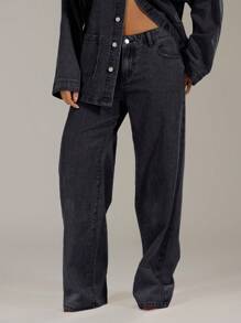 MUSERA 水洗牛仔低腰宽松牛仔裤，90年代Y2K春季街头休闲度假伊比沙岛音乐会音乐节锐舞派对西部风情秋冬纳什维尔办公室工作时尚