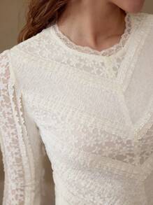 MOTF PREMIUM LACE SLIM FIT T-SHIRTS - Apricot - View 2