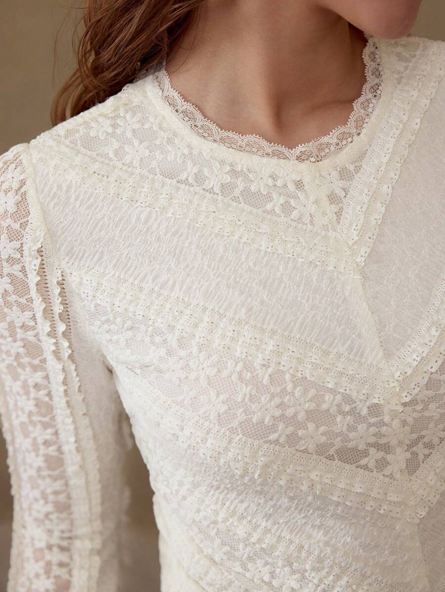 MOTF PREMIUM LACE SLIM FIT T-SHIRTS - Apricot - View 2