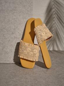 SHUZIA Women's Raffia Sandals With Strap Strap Vacation Shoes Casual Shoes Beach Shoes - Beige - View 2