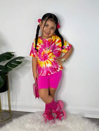 Mädchen Streetstyle Set aus Strick-Rundhals Kurzarm Top und Shorts