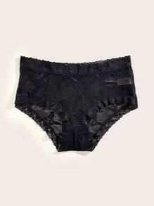 Plus Size Women's Fashionable Lace Patchwork Panties - Black - View 3