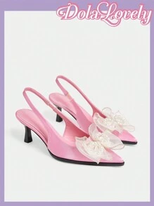 Dola Lovely Beaded Black High Heel Pointed Toe Pumps Spring Shoes Spring Break Easter - Pink - View 7