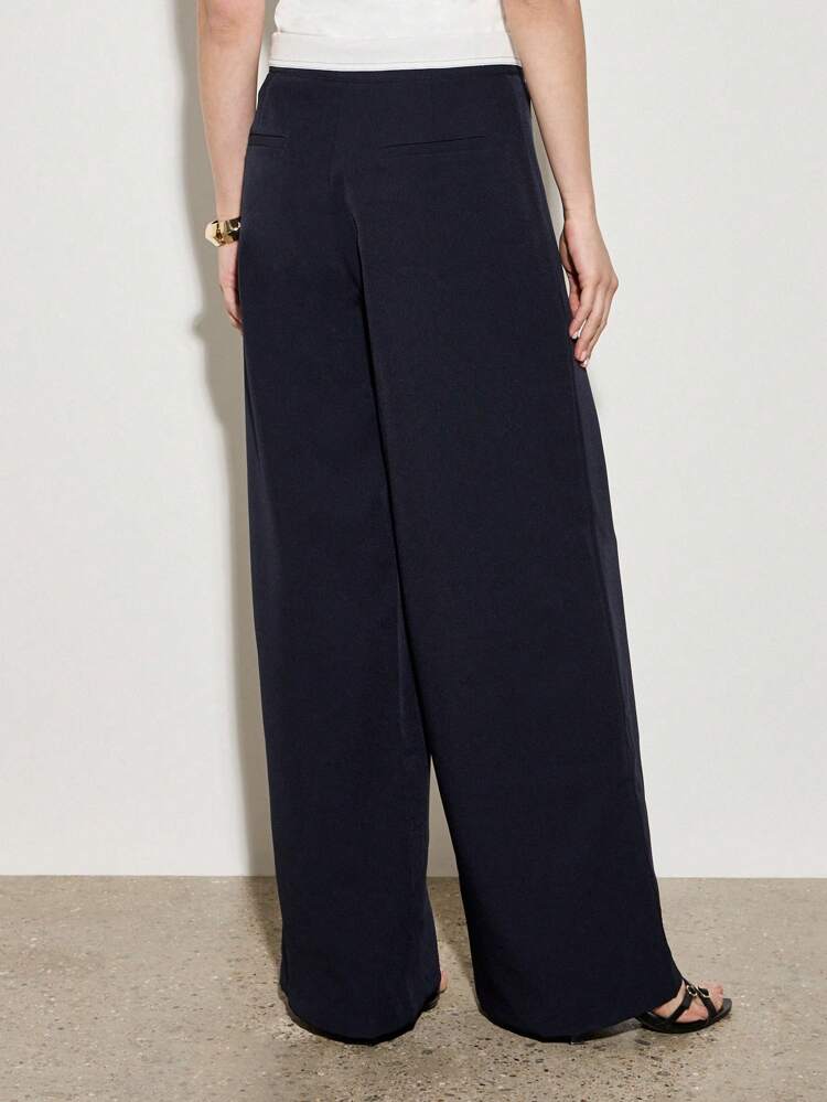 Women High Rise Wide Leg Suit Pants