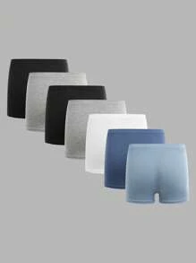 SHEIN 7pcs/Pack Tween Boy Casual Comfortable Solid Waist Elastic Boxer Briefs - Multicolor - View 2
