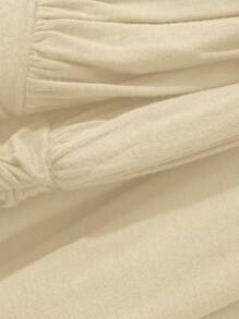 DAZY Solid Color V-Neck Ruched Sleeveless Women's Mid-Length Dress Prom Dress Elegant Sundress - Apricot - View 6