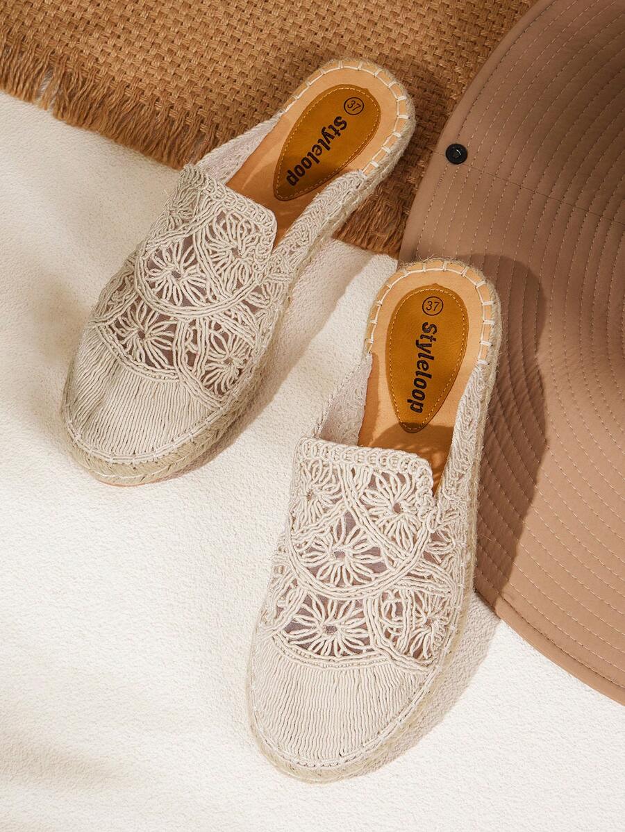 Styleloop Women's Flat Slip-On Shoes, Boho, Retro American, Bohemian, Western Style, Suitable For Vacation, Music Festival, Party - Beige - View 1