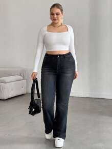 EURMUSE QUẦN JEAN CỠ CAO PLUS PUSH UP THOẢI MÁI CẮT BOOTCUT - màu đen - Xem 3