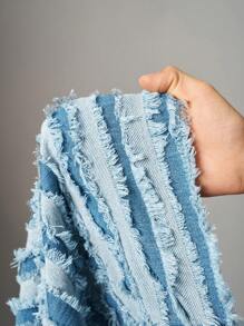 Slaydiva 2025 Summer New Music Festival Birthday Party Graduation Casual Daily Wear All-Match Versatile Leisure Vacation Cruise Travel Beach Sunbathing Streetwear Punk Denim Girls Washed Frayed Striped Fabric Round Neck Sleeveless Fitted Mini Dress With Metal Zipper, Blue Women Denim Dress