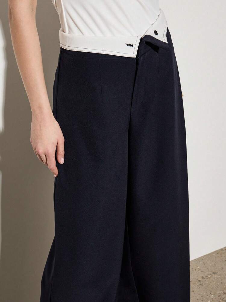 Women High Rise Wide Leg Suit Pants