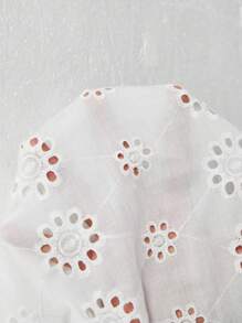 SHEIN LUNE Camisa romántica de vacaciones con mangas de volantes bordadas en blanco para mujer, primavera/verano