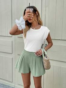 SHEIN Frenchy Damen einfarbige plissierte, locker sitzende Lässig Shorts