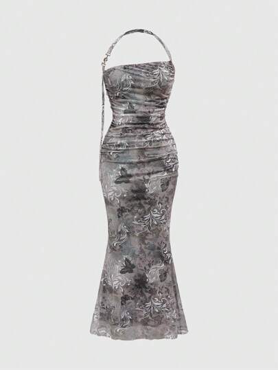 Retro Floral Print Sleeveless Dress For Women,Summer , Summer Outfits ,Summer Clothes