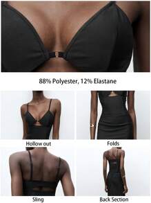 Maija Nieuwe lente/zomer zwarte urban chic elegante damesset met 2 zwarte bandjes, geschikt voor vakantie, feestjurken, Kerstmis, feesten, dagelijkse casual uitjes en Valentijnsdag.