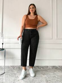 EURMUSE 100%Cotton HIGH WAIST SKINNY LIGHT WASH - Black - View 6