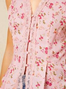 Poéselle 女士无袖简约时尚休闲日常背心 - 粉色 - 查看 2