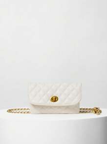 New Fashion Rhombus Embroidery Detachable Chain Mini Multifunctional Waist Bag, Versatile As Belt, Shoulder Strap Or Crossbody