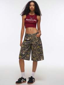 SHEIN EZwear Women's Casual Loose Fit Camouflage Print Jeans