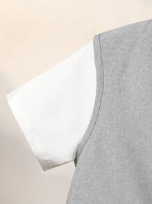SHEIN 3 bucăți Tween Boy ținută la modă casual - Set vestă, cămașă și pantaloni scurți, potrivit pentru petreceri, evenimente și ieșiri în primăvară/vară