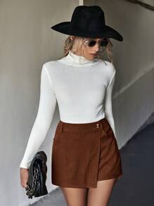 EMERY ROSE 純色裹身裙褲