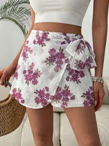 Chiquease Women's Fashion Floral Pattern Side Tie Skort - Multicolor - View 5