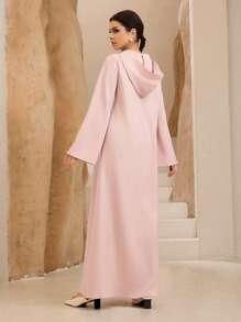 Graceveil Front Button Long Sleeve Casual Loose Minimalist Shoulder Floral Embroidered Dress Fall Cloth For Women - Pink - View 2