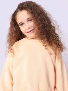 SUMWON Children Kids Two Piece Wear Set Butterfly Logo Embroidered Sweatshirt Cargo Joggers Autumn Winter Casual Outfit Sport Training Wear - Orange - View 5