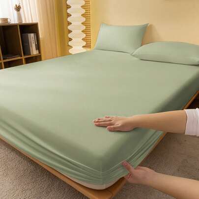 1件床裙，床上用品，床垫保护罩，床罩，舒适家纺，透气防起球床垫保护罩，纯色床罩，家居装饰，卧室/宿舍床罩，适用于所有床型 - 单人床、双人床、大号床、特大号床，四季皆宜，可机洗，防尘防滑，不含枕头和枕套，秋季装饰，房间装饰