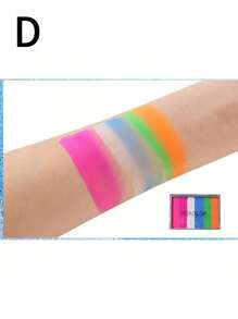 1 pieza Paleta de acuarela de 6 colores arco iris, kit de arte facial lavable para volver a la escuela - Multicolor - Ver 9