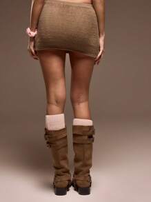 MUSERA 低腰蓬松针织修身迷你裙，春夏可爱休闲 Y2k 90 年代早午餐