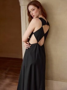 MOTF PREMIUM 剪裁连衣裙 - 黑色 - 查看 3