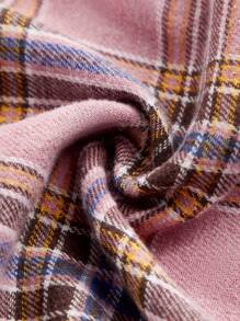 SHEIN Leap Crew Tween Girl Loose Casual Minimalist Comfortable Mid-Rise Plaid Leg Pants, Versatile - Pink - View 4