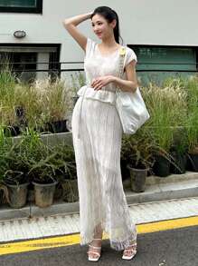 DAZY 2-teiliges Set aus Strickoberteil und Rock für Damen, Unifarben, Cut Out