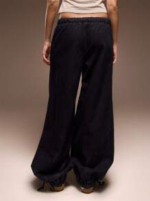 MUSERA Pantaloni a vita media con vita regolabile in stile paracadute, con polsini, jeans da stile di strada primaverile, stile anni '90 carino e sexy, Y2K estivo - Blu lavato scuro - Visualizzare 3