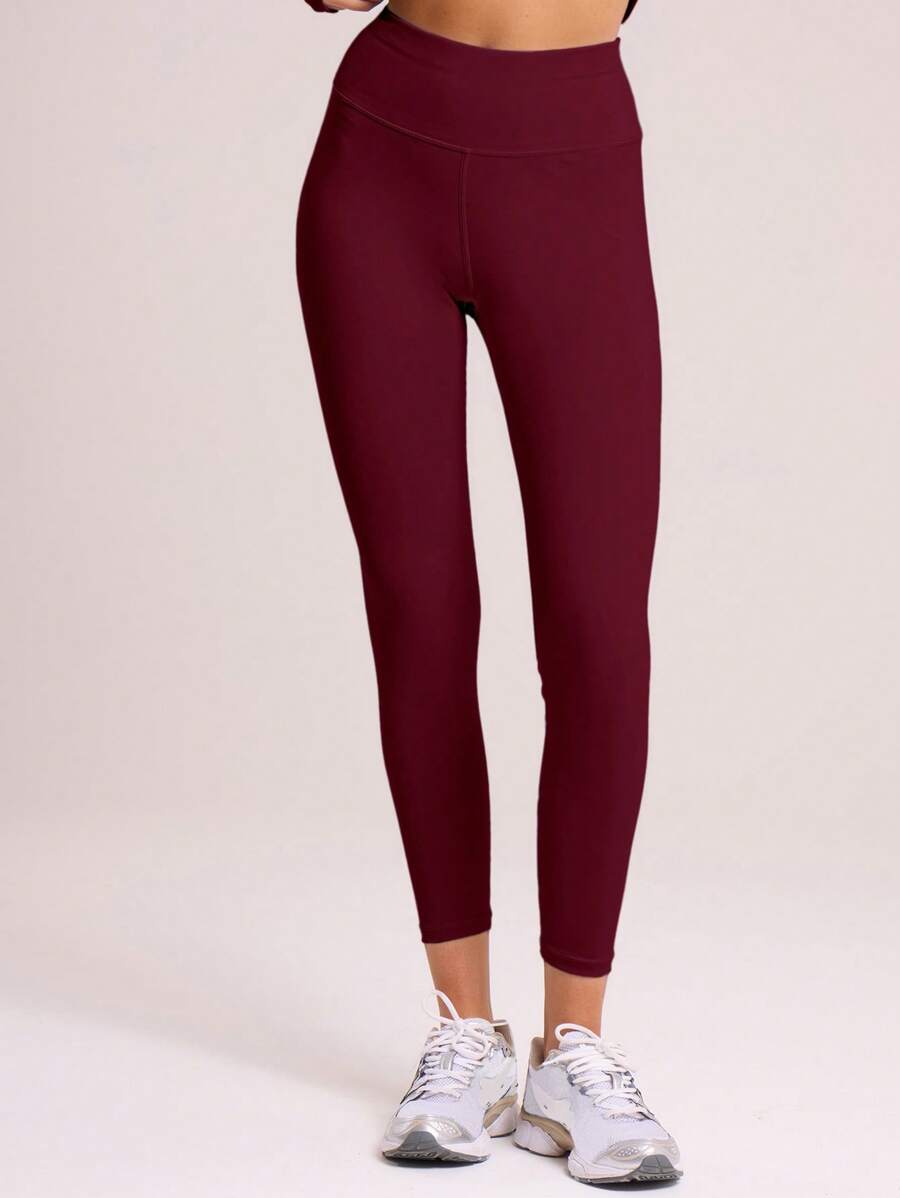 Musera Sport High Waisted Ankle Activewear Sports Leggings Workout Daily Gym Fitness Pilates Casual - Burgundy - View 1
