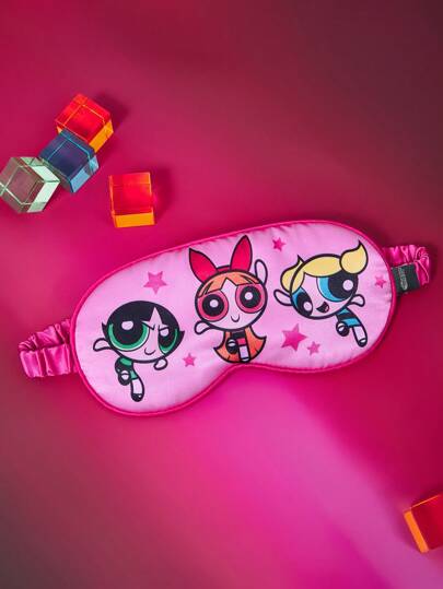 THE POWERPUFF GIRLS X SHEIN Máscara para los ojos rosa con diseño lindo, estilo Y2K, para vacaciones