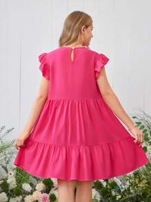 SHEIN Teen Girl Casual Solid Color Cap Sleeve Mini Dress