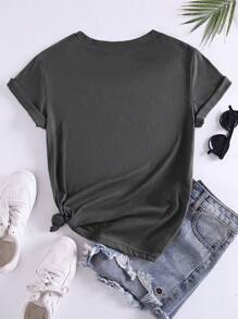 INAWLY Plus Size Women Casual Short Sleeve Top, Simple & Fashionable For Daily Wear