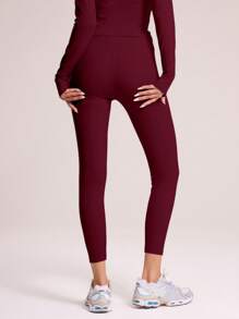 Musera Sport High Waisted Ankle Activewear Sports Leggings Workout Daily Gym Fitness Pilates Casual - Burgundy - View 5