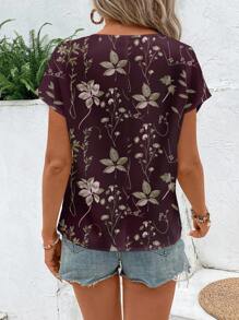 EMERY ROSE Casual Minimalist Women's Round Neck Blouse, Suitable For Summer Chic Blouses For Women,Casual - Multicolor - View 2