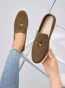 CUCCOO BIZCHIC Women's Round Toe Casual Slip-On Ballet Flats, Elastic Knit Breathable Colorblock Mary Jane Shoes, Soft & Versatile - Dark Green - View 2