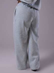 MUSERA 加大码刺绣运动裤，机场基本款街头休闲装，女士简约日常风格，休闲舒适，秋冬秋季