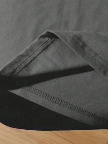 SHEIN EZwear 摇滚灵魂复古风格加大码宽松 T 恤，闪电和嘴唇图案，圆领短袖，加大码女式夏季 T 恤 - 灰色 - 查看 3