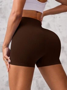 Easithlete 4pcs Women's Solid Color High Waist Slim Fit Casual Sports ShortsWomen Sweat Short, Gym Short, Biker Short - Multicolor - View 2