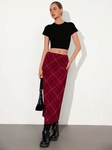 Aveloria GENKIRA Punk Romantic Y2K Rock Printed Plaid Random Chiffon A-Line Skirt, Versatile For Women Fall Cloth For Women - Multicolor - View 5