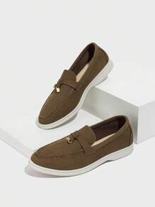 CUCCOO BIZCHIC Women's Round Toe Casual Slip-On Ballet Flats, Elastic Knit Breathable Colorblock Mary Jane Shoes, Soft & Versatile - Dark Green - View 1