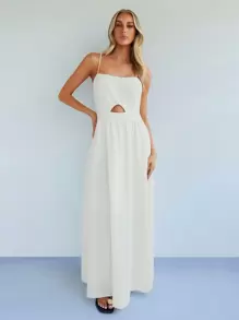 Forever 21 Women's Long Casual Dress, Minimalist And Fashionable For Daily Wear - White - View 7