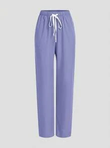 TaskEZ Conjunto uniforme: Blusa de manga corta con cuello en V y pantalón recto con cordón, conjuntos de uniforme